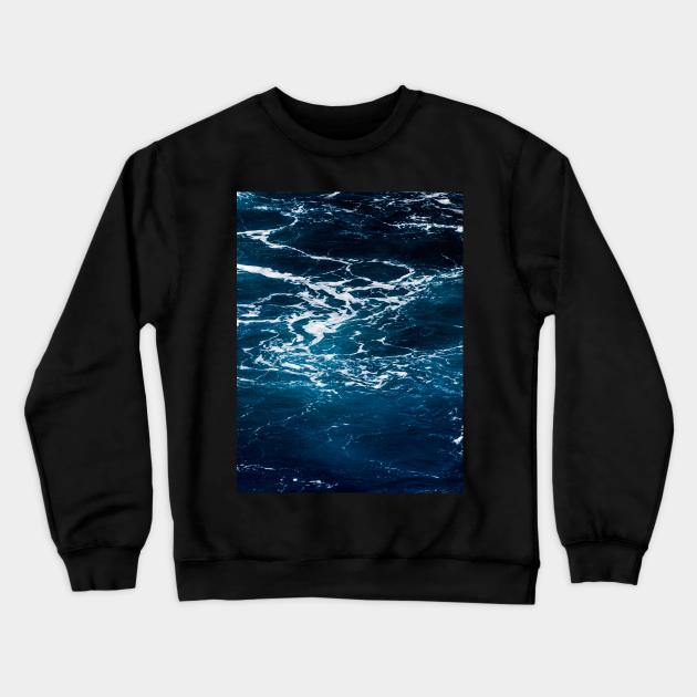 Wavy foamy dark blue sea water Aerial photograph waves ocean summer splash aqua Crewneck Sweatshirt by PLdesign